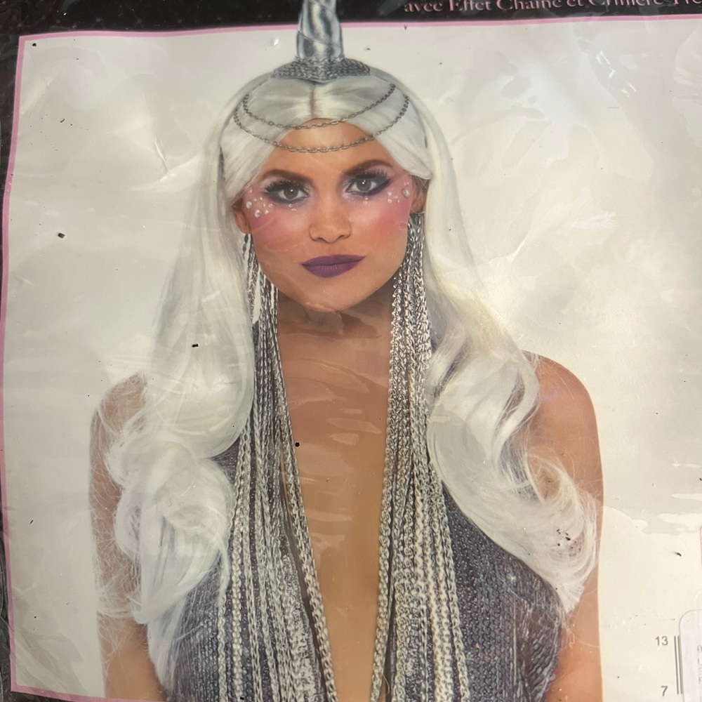 Silver and White Unicorn Costume Headpiece.